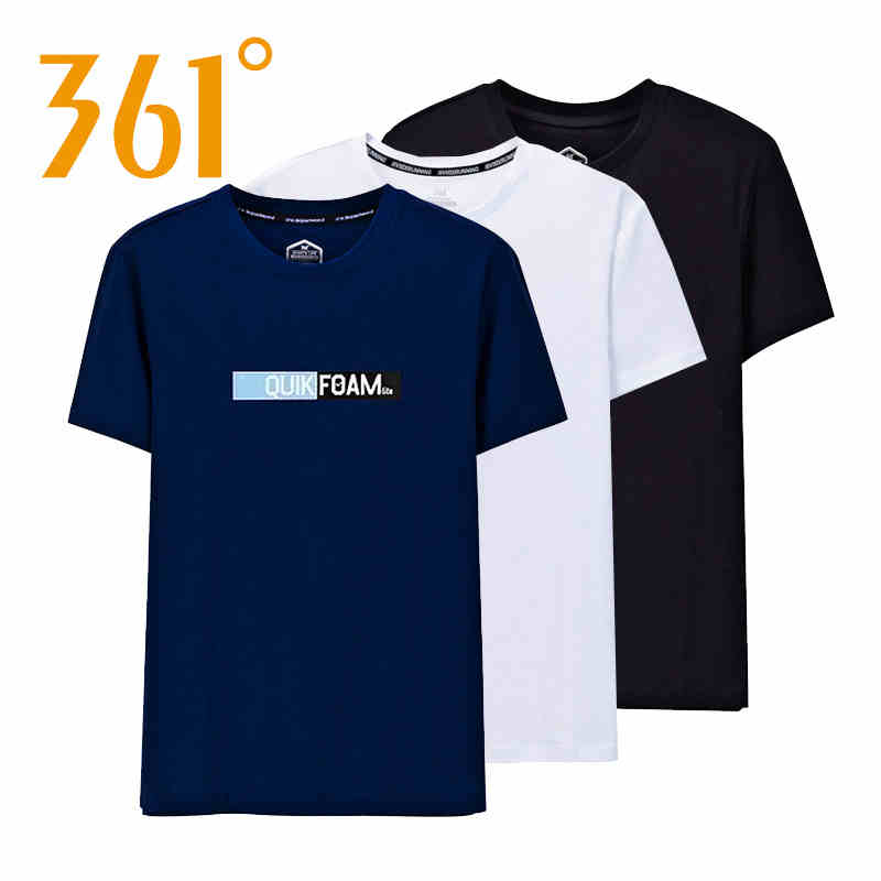 361 degree men's 2020 spring round neck printed T-shirt for men's official white saving pure cotton loose fitting T-shirt for men