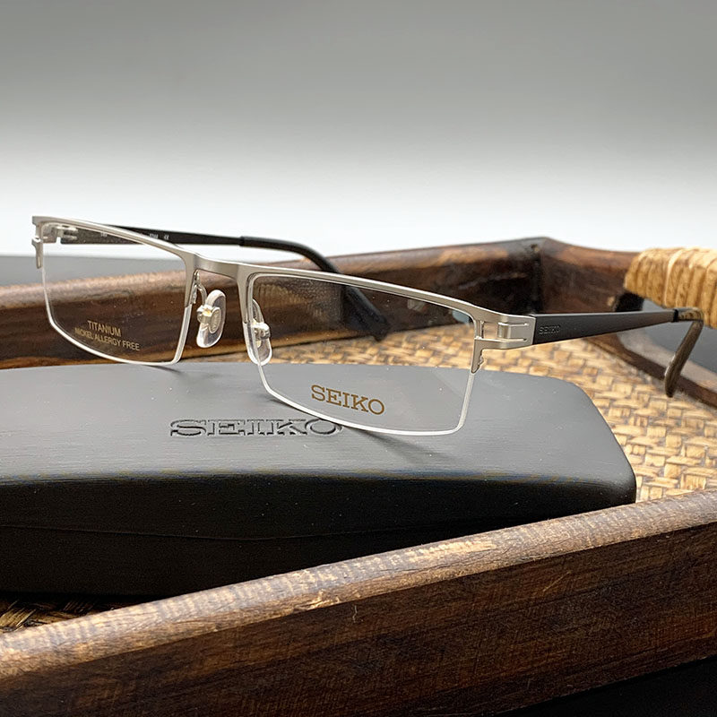 seiko精工眼镜t744纯钛半框超轻男士商务方形眼镜架