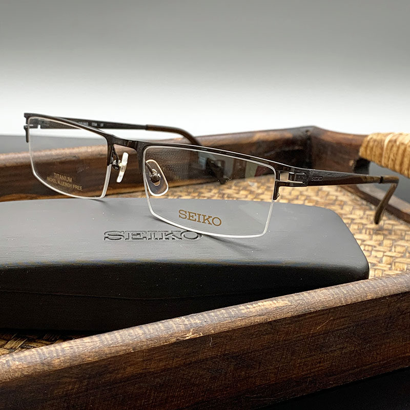 seiko精工眼镜t744纯钛半框超轻男士商务方形眼镜架