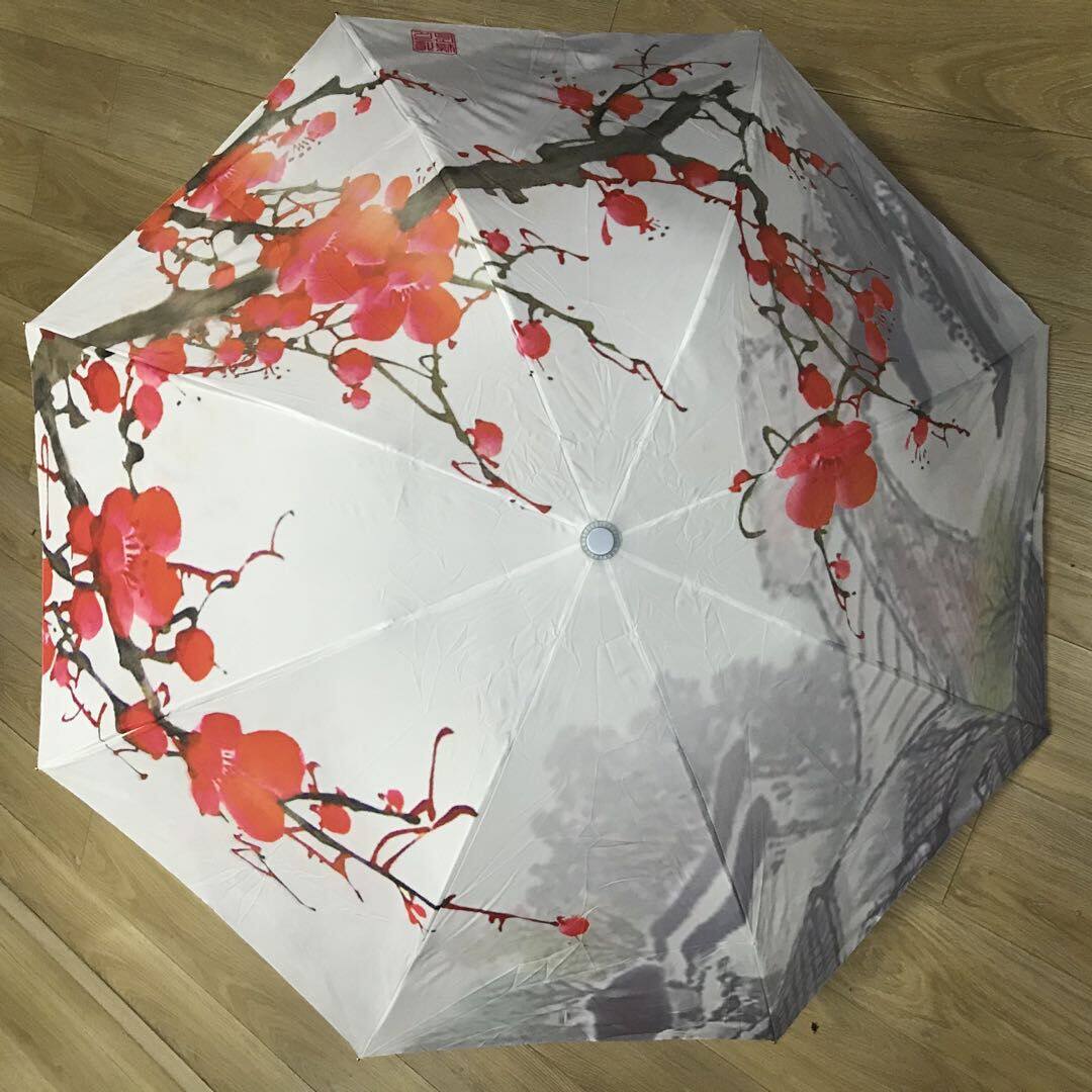 配汉文艺创意手绘国画伞中国风江南超轻兰花伞