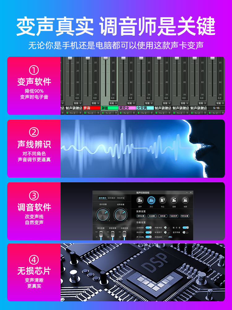 变声露脸展示魅声t9高端器男变女手机声卡麦克风