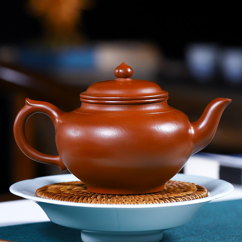 宜兴大红立新吴立新艺师樱工袍笑原矿宜兴紫砂套装茶壶