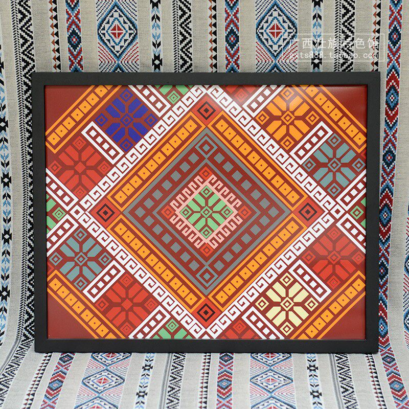 广西壮锦图案民俗文化元素画报少数民族特色壁挂年画壮锦
