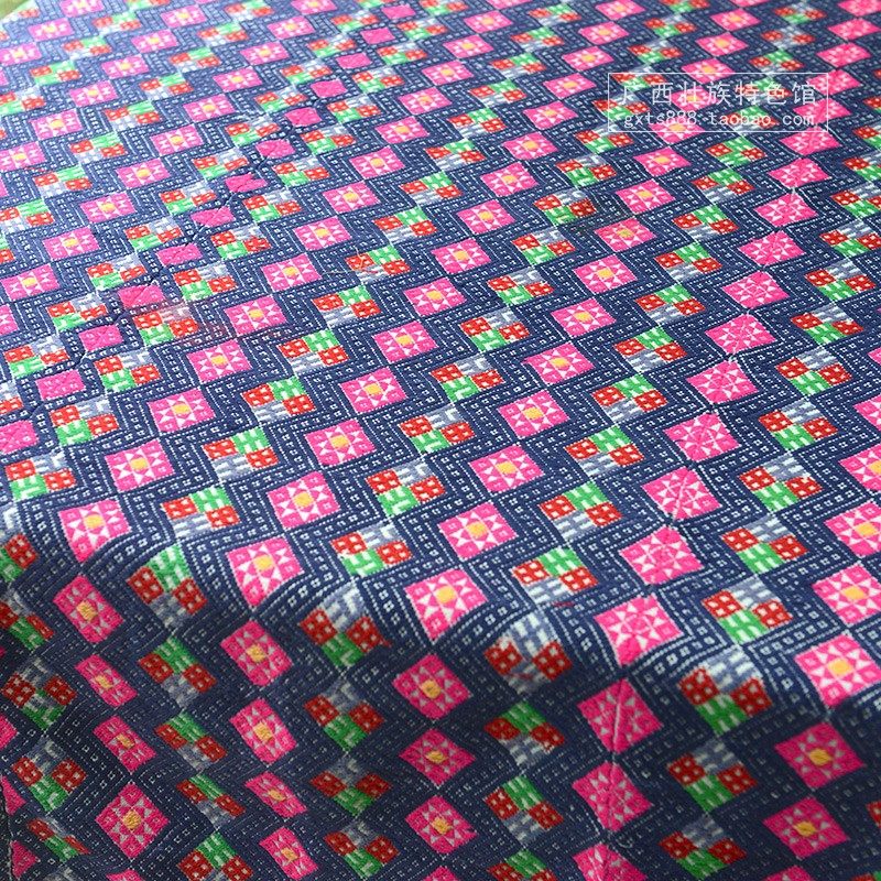 布料壮族壮绣织锦加厚面料民族锦大手工挑花壮锦