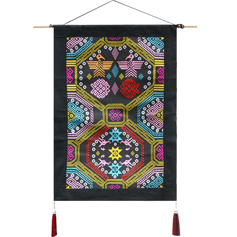 广西壮族风格壮锦布艺墙面装饰软装墙饰创意家居客厅壮锦