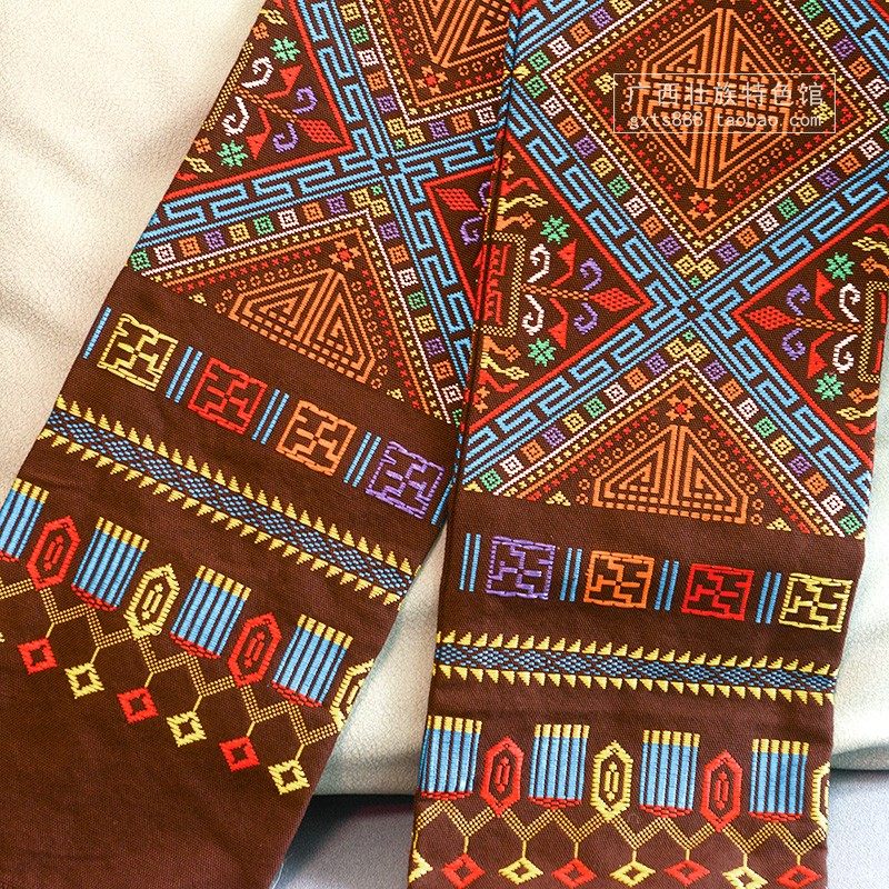 广西传统文化非遗手工织锦手织壮锦万寿纹壮族围巾壮锦