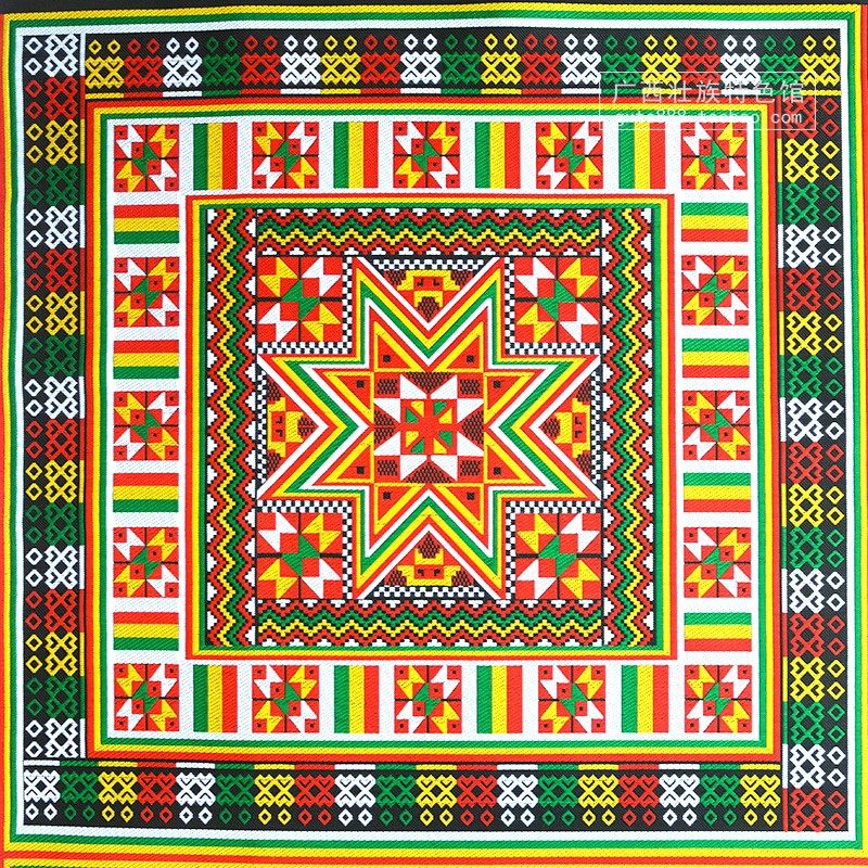 广西瑶族特色八角装饰画民宿酒店布料玄关客厅壮锦