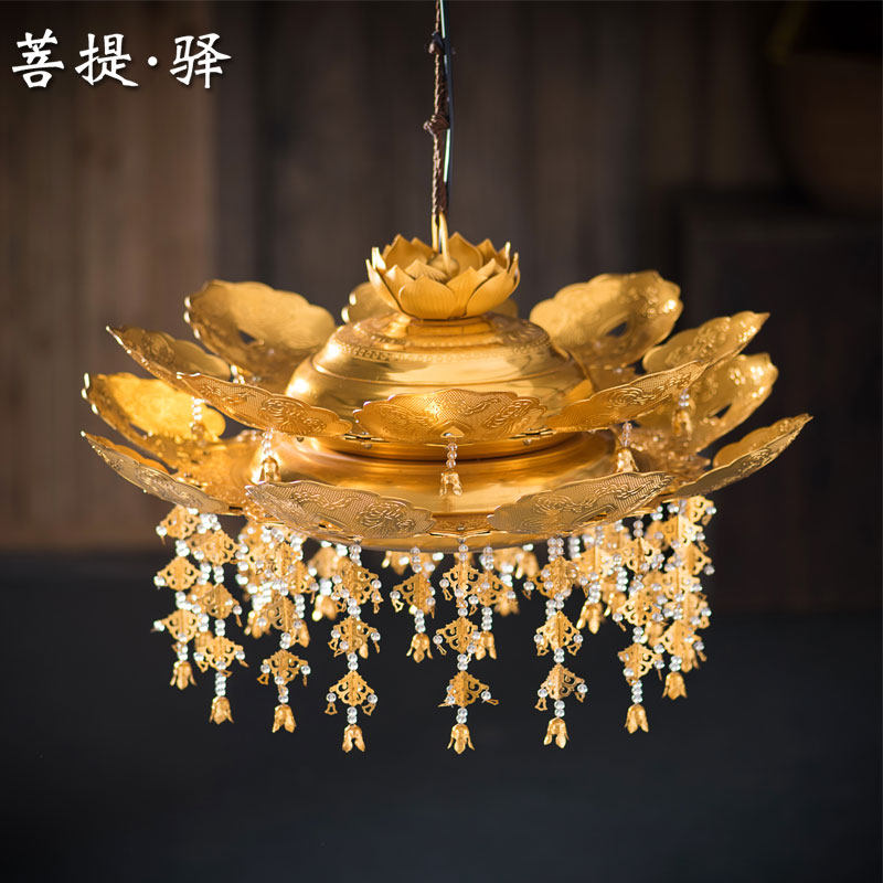 菩提佛堂灯饰金宝盖灯璎珞宝盖灯飞天伞天盖荷花灯