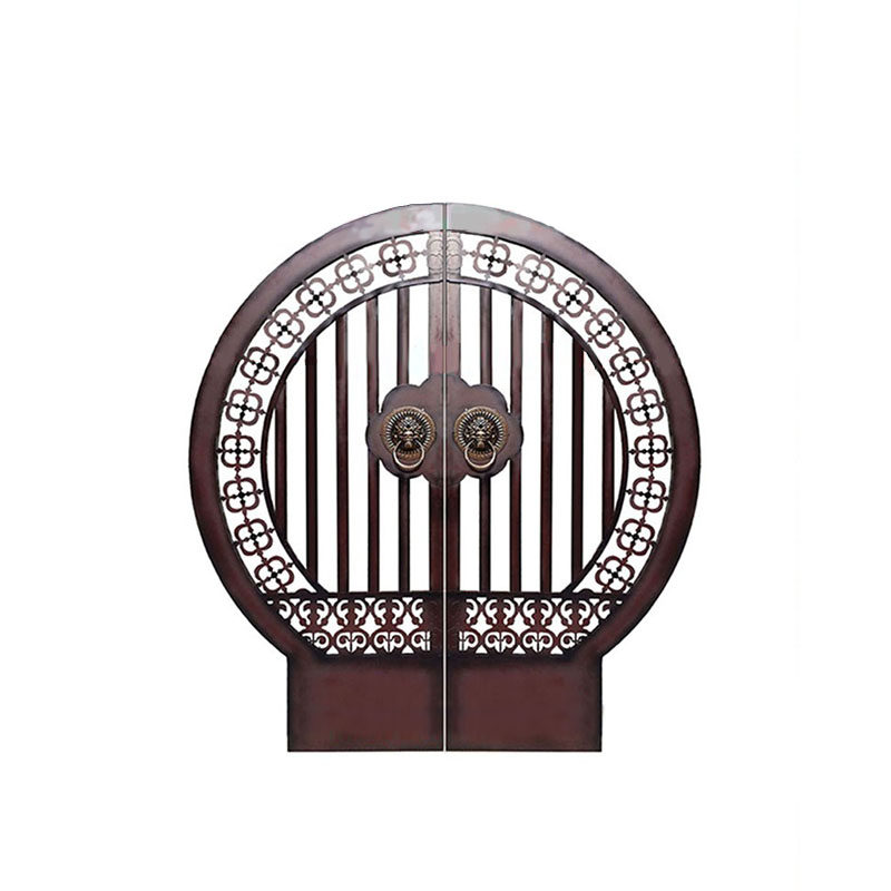 月亮中式别墅庭院铁艺圆形拱门门洞苏式徽派庭院门