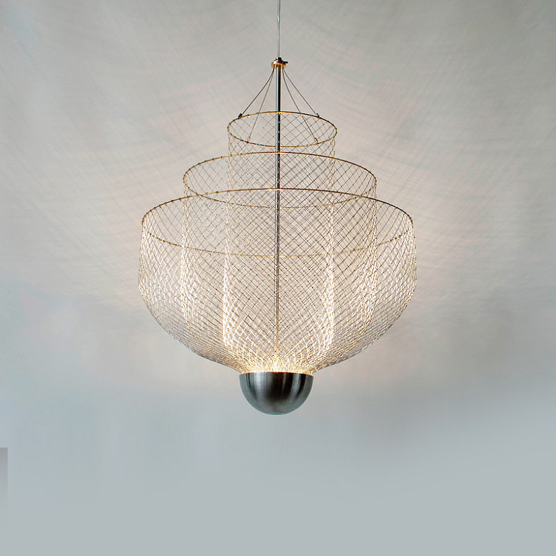 设计师网格艺术餐厅吊灯时尚网红led装饰灯软装客厅吊灯