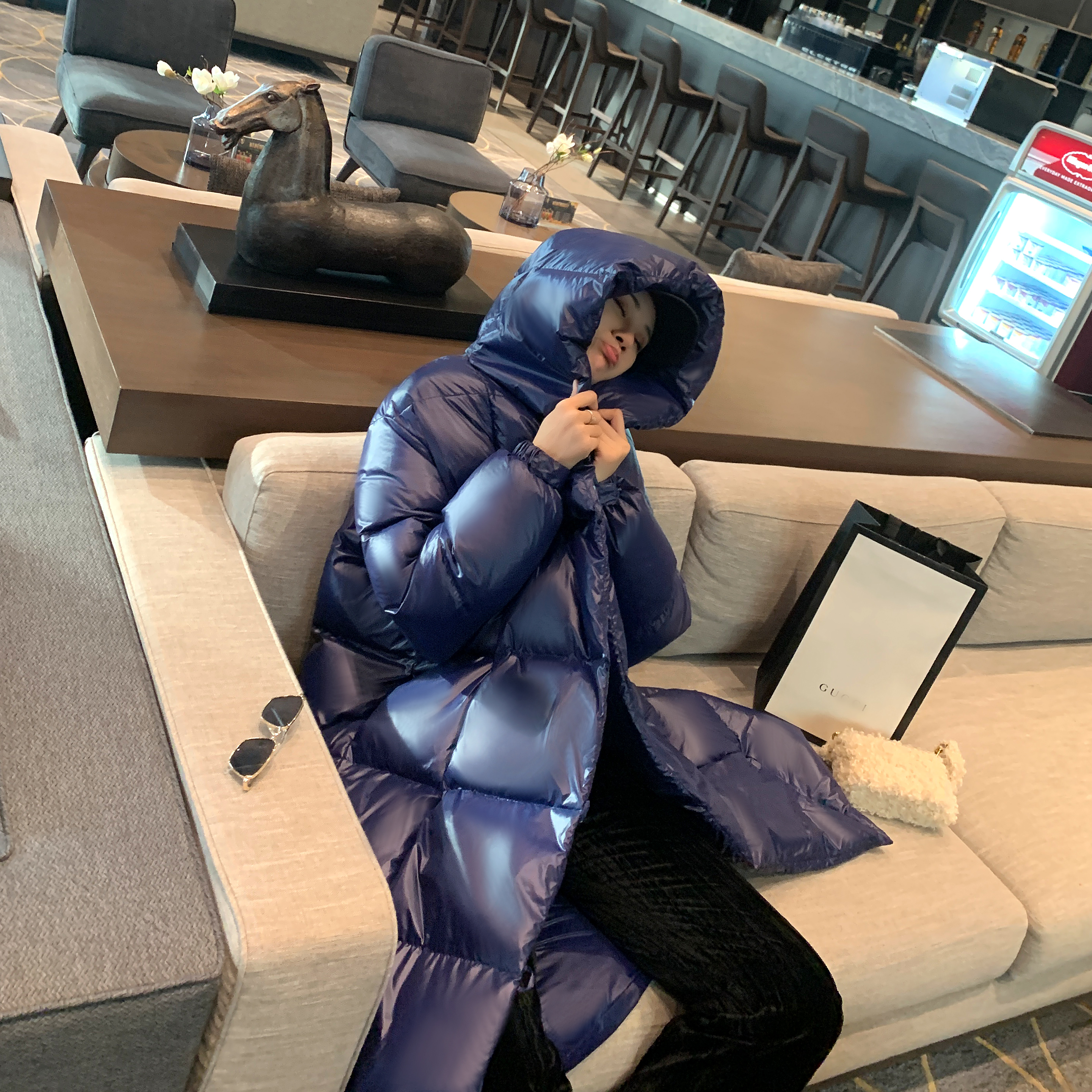 被子羽绒服2022年新款女大版加厚长款过膝李沁明星羽绒服