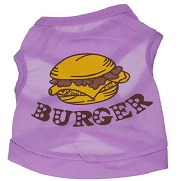 宠物衣服服装狗狗全涤紫色汉堡背心泰迪狗春夏塑身分体套装