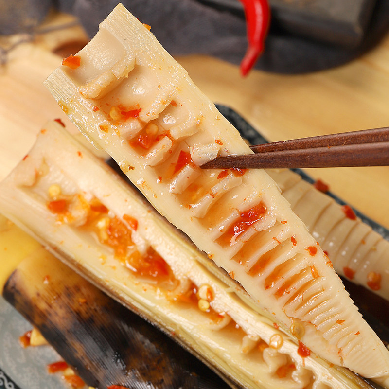 网红临安手剥笋竹笋开袋即食老汤酸辣泡椒香辣味爽口