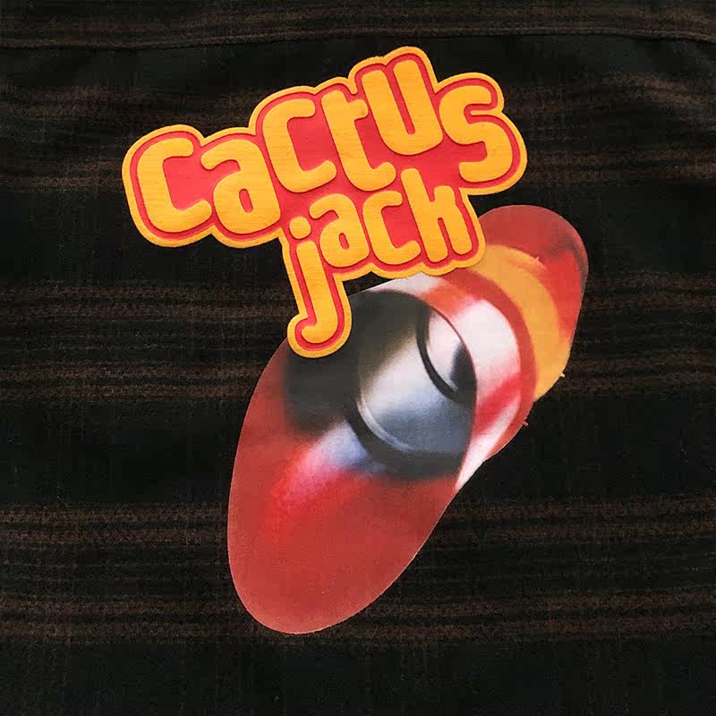 travisscottcactusjackshirt潮牌笑脸印花毛呢格子夹克