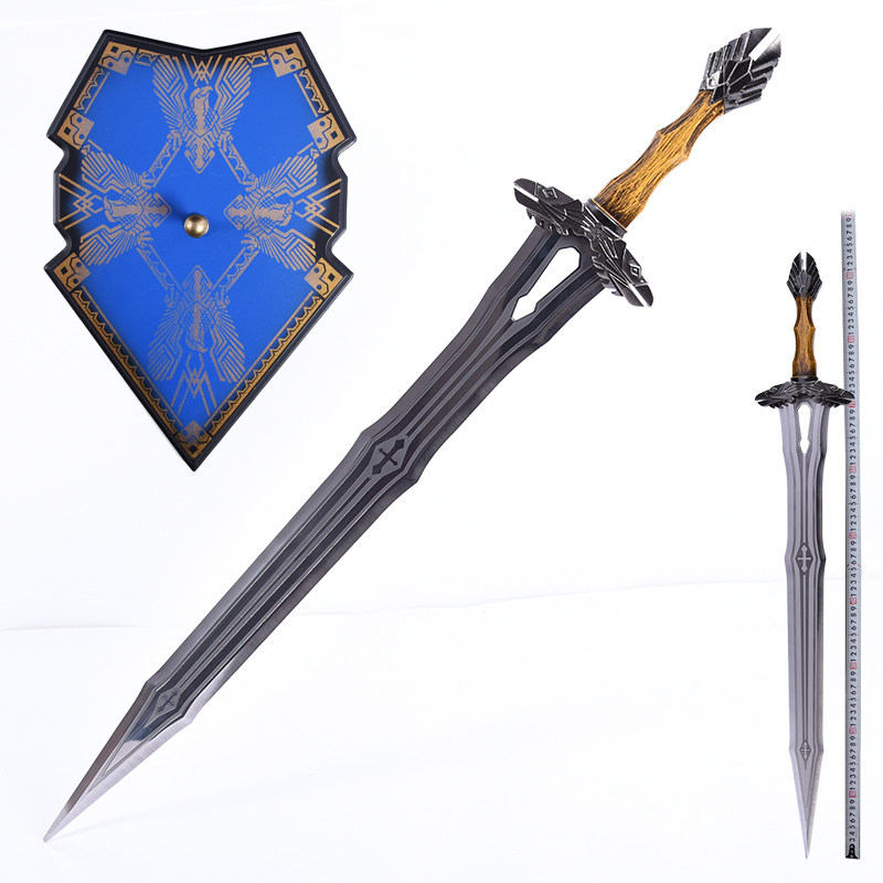 魔戒指环王霍比特人3之五军之战索林橡木盾手持剑武器道具未开刃