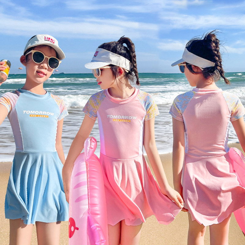 儿童泳衣女童女孩连体裙式5-9岁公主游泳衣新款儿童泳衣