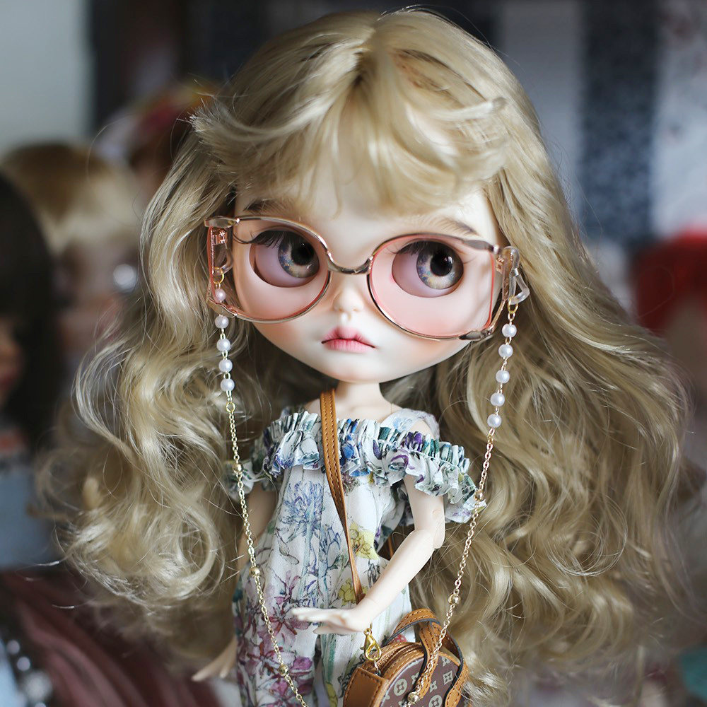 dbsblythe小布娃娃金色白肌光面裸娃适合改妆改娃磨砂脸成品套装