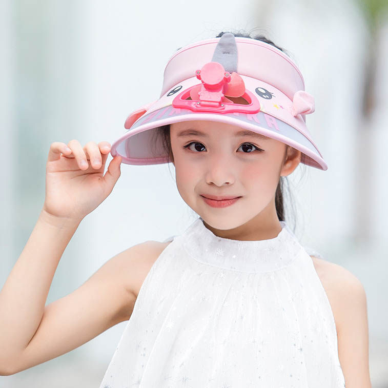 夏季亲子母女凉帽遮阳防晒户外儿童风扇充电帽子