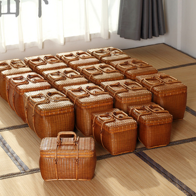 安吉竹编工艺品手提茶箱竹茶包便携茶笼茶道配件茶道