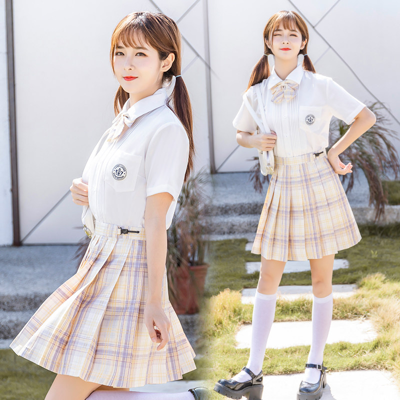 实拍浮月jk制服正版格子现货百褶裙春夏季学院学生校服
