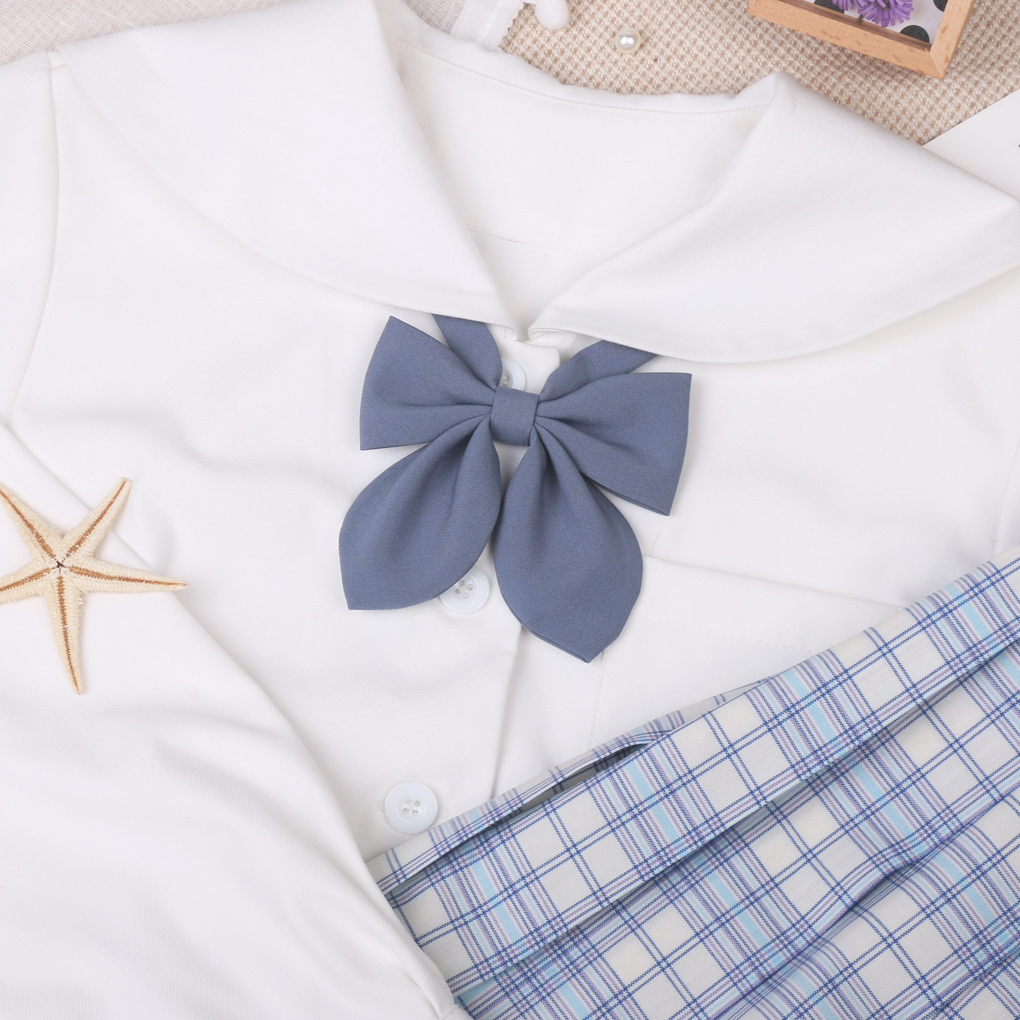 shindek小布丁jk纯色兔耳朵领结藕粉紫色浅黄学生领结