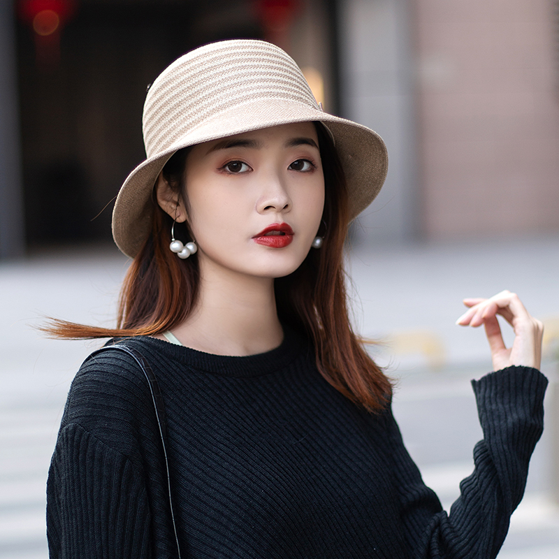 渔夫帽女日系遮阳防晒赫本风帽子女春秋薄款百搭韩版优雅时尚盆帽