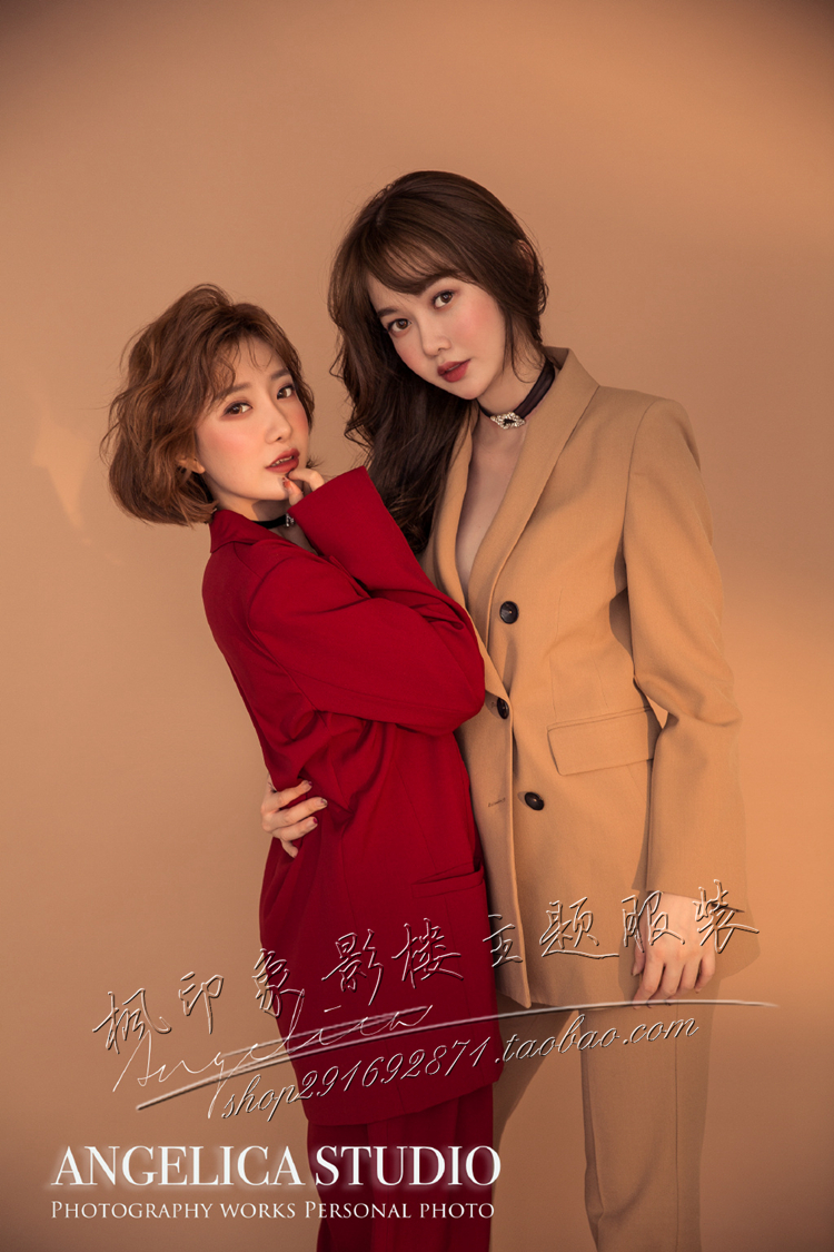 影楼姐妹西装龙西装马卡艺术照闺蜜拍照婚纱
