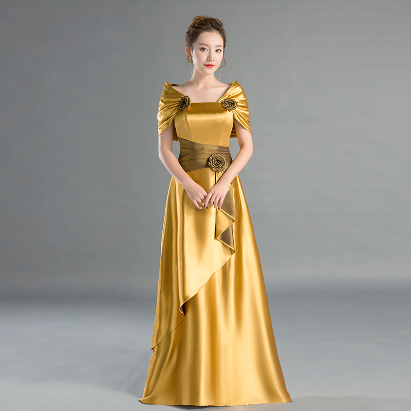 年会主持人晚礼服声乐大合唱团演出服女现代长裙端庄大气舞台服装