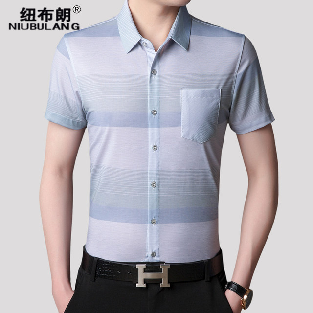 2020 new short-sleeved shirt men's business casual shirt summer cool and breathable Doris middle-aged shirt men 2020 new short-sleeved shirt men's business casual shirt summer cool and breathable Doris middle-aged shirt men