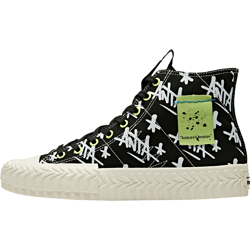 安踏stash联名帆布鞋情侣款2020新款潮流涂鸦高帮帆布鞋男鞋女鞋