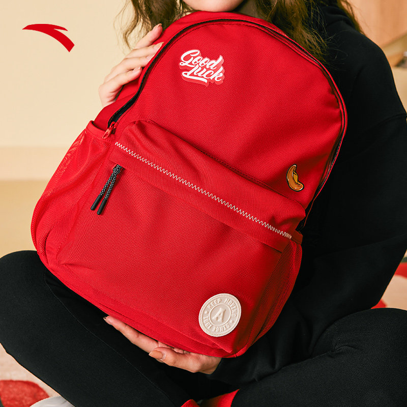 安踏好事发生新年背包背包男男女红色好运双肩包双肩背包