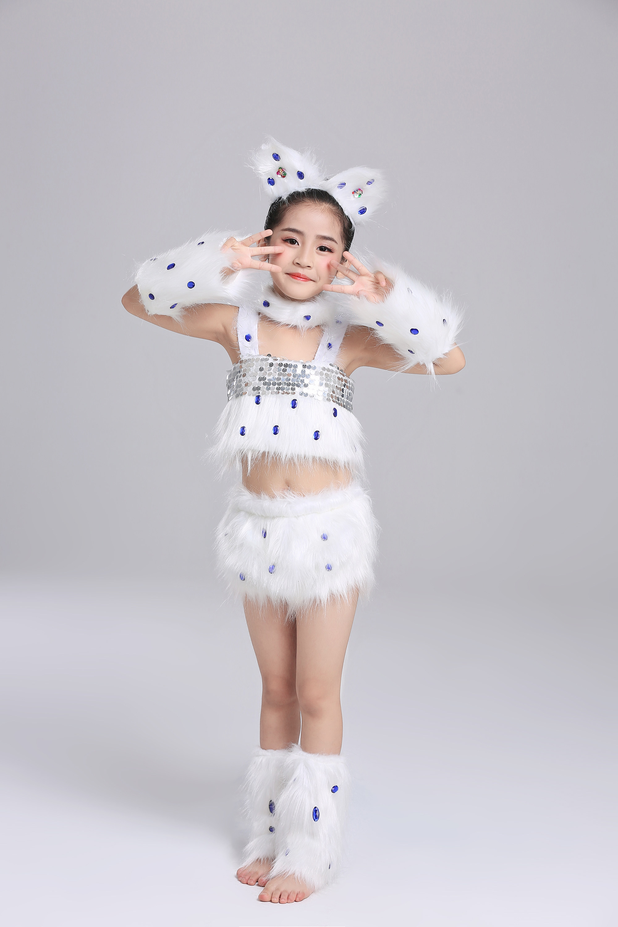 儿童小猫演出服波斯猫猫叫舞台表演服装幼儿园动物儿童演出服
