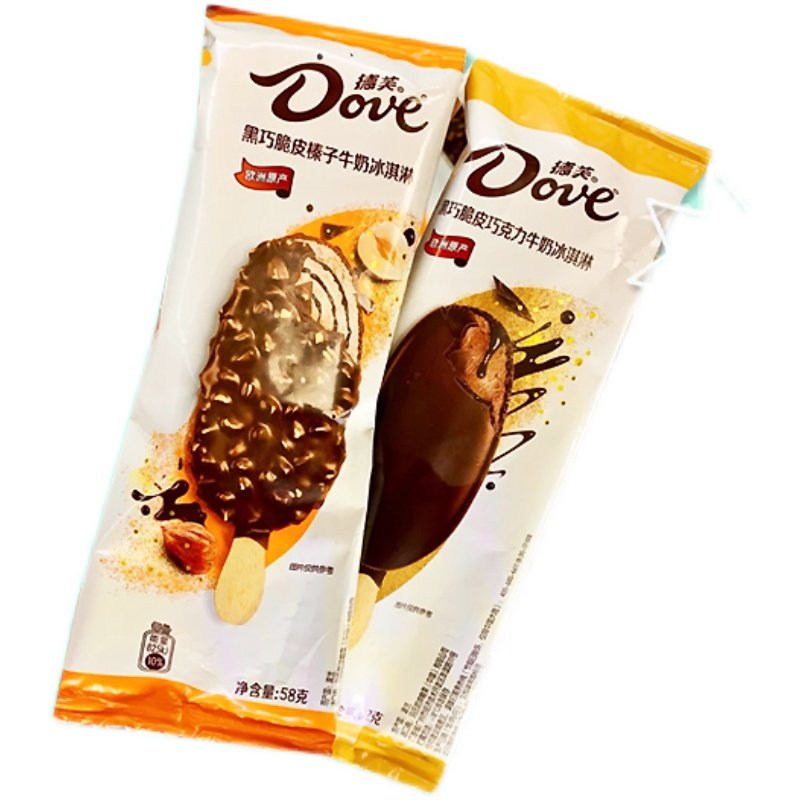 德芙新品巧克力脆皮冰淇淋榛子牛奶酱心流心网红冰淇淋