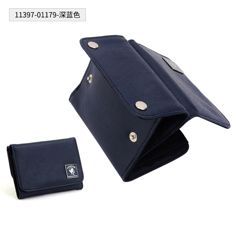 porter泼水三折钱包质感多款功能软皮pu平纹钱包