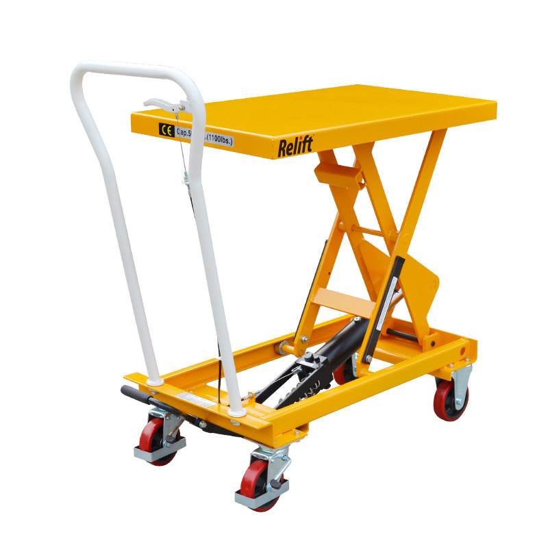 台车锐励手动液压压平脚踏升降平台移动式搬运液压装卸车