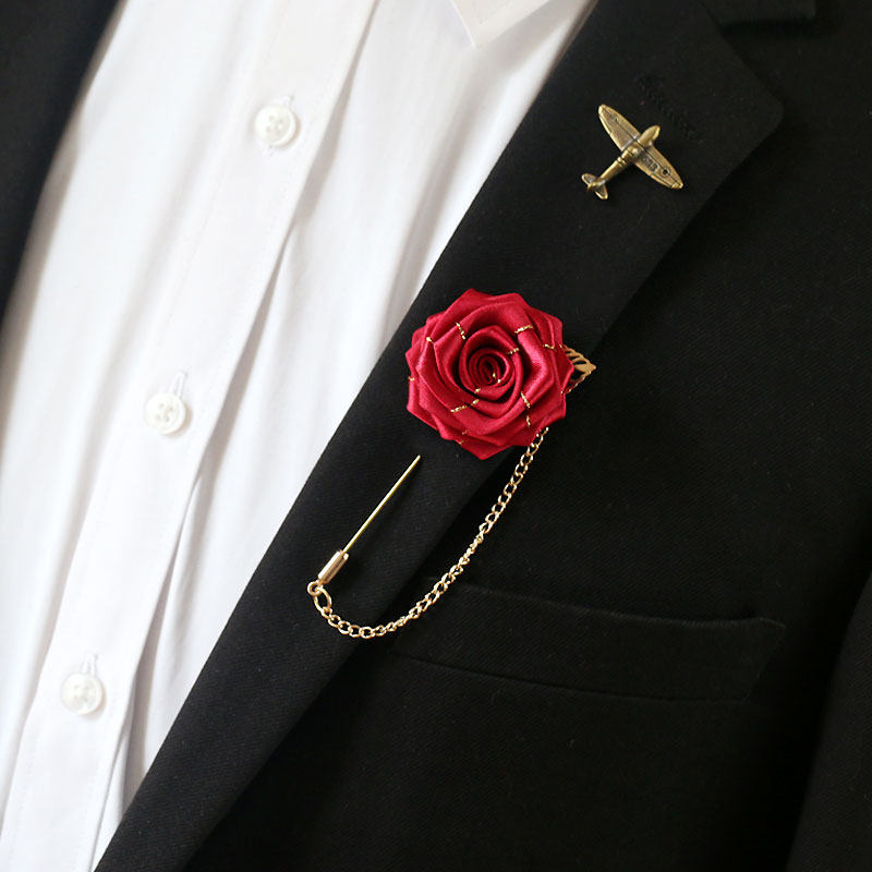胸花欧美饰品玫瑰花男士胸针聚会宴会新郎伴郎胸花