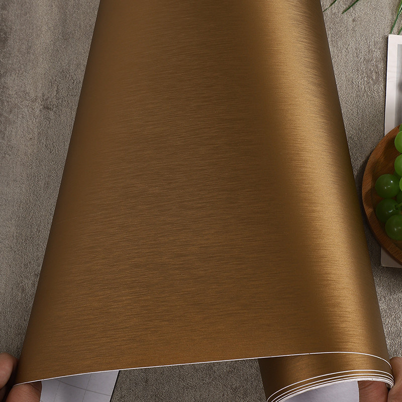 钛金拉丝金色贴纸自粘金箔墙纸装饰橱柜翻新墙贴