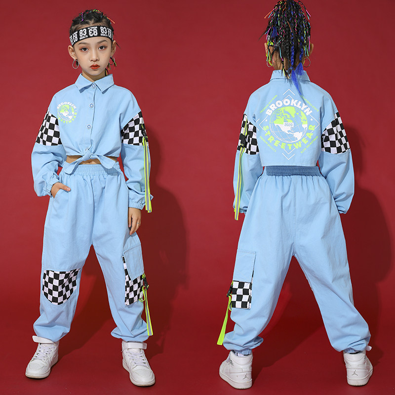 儿童爵士舞演出演出服服装女孩露脐表演嘻哈潮牌儿童演出服