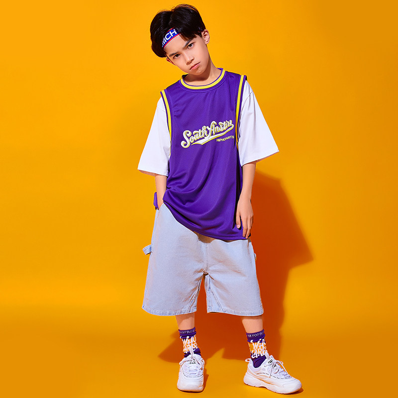 街舞少儿套装男童夏季宽松hiphop衣服帅气嘻哈儿童演出服