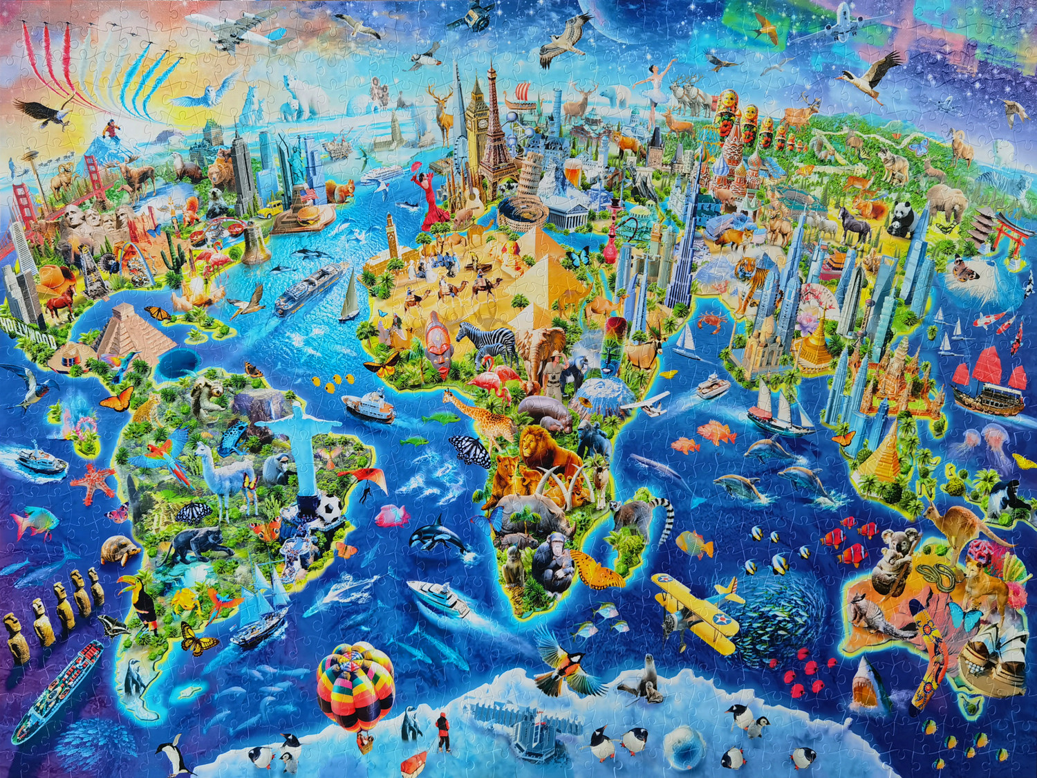 世界地标塑料拼图成人1000片儿童动漫卡通通益拼图