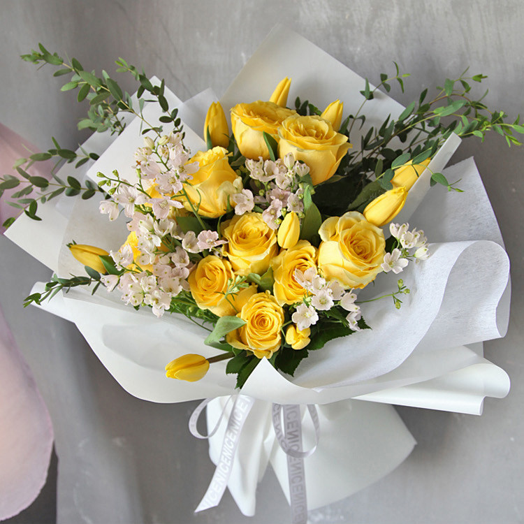 同城黄玫瑰鲜花速递道歉花束礼盒北京上海广州鲜花速递同城