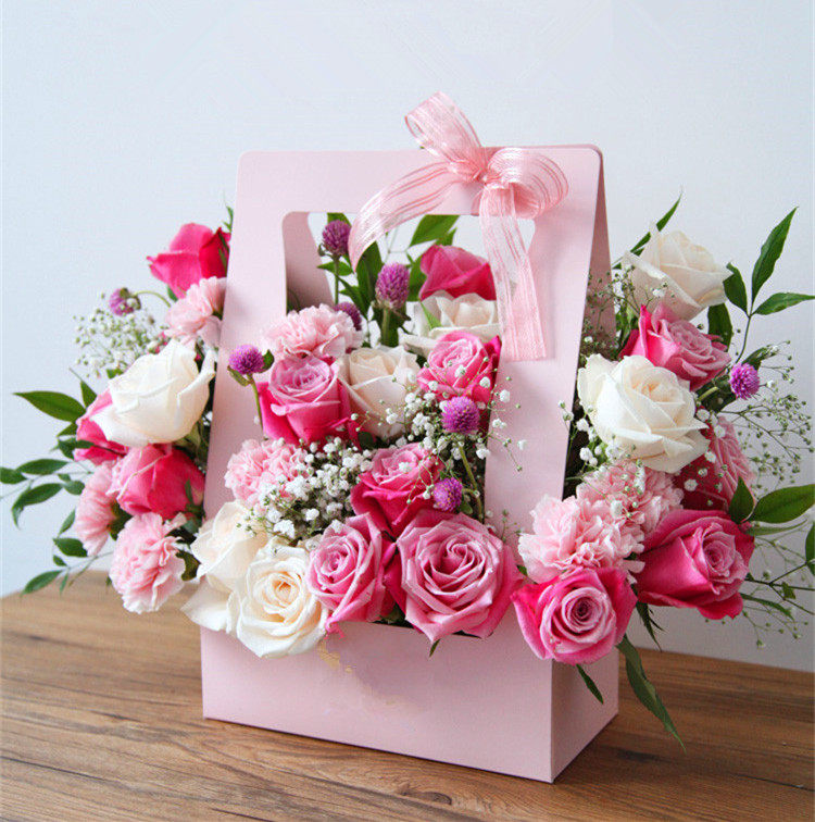 文艺清新手提花盒青岛东莞同城鲜花速递教师节花束鲜花速递(同城)