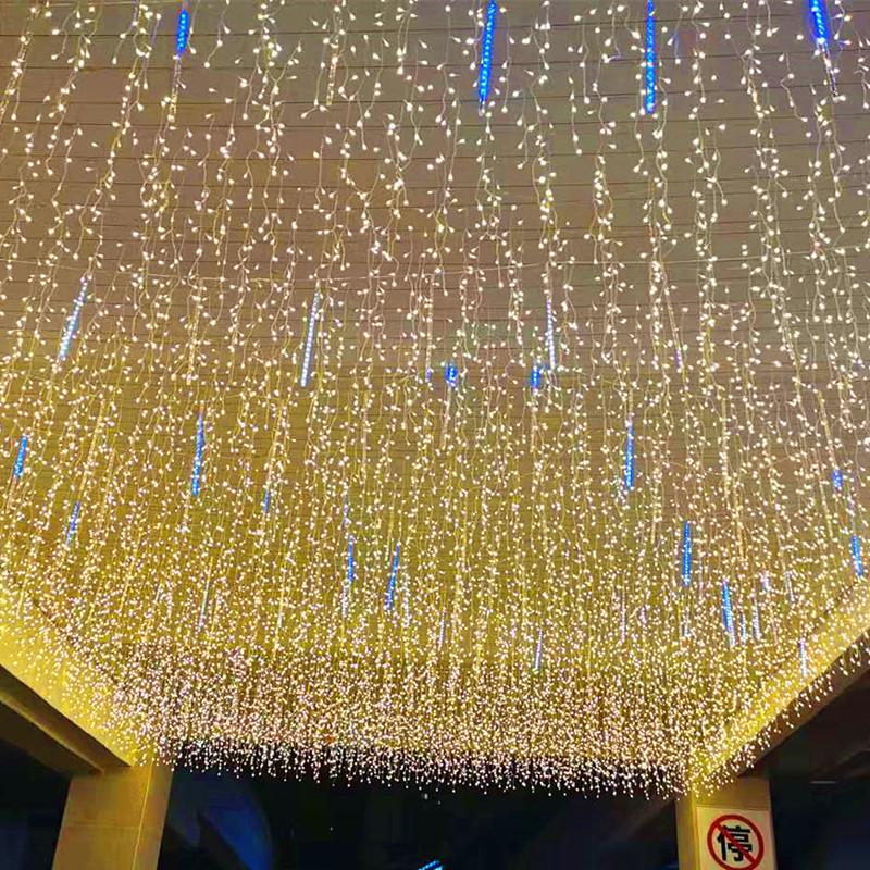 led彩灯闪灯串灯满天星防水冰条窗帘瀑布商场装饰灯