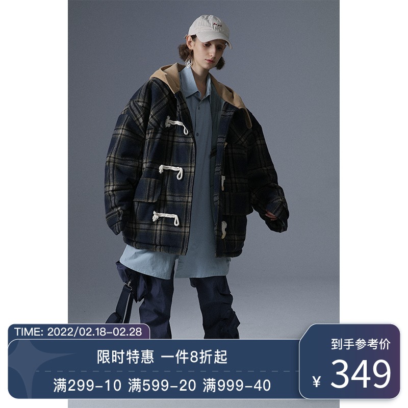 UNVESNO 复古秋冬季多口袋拉链潮流宽松国潮牌阔腿直筒工装休闲裤