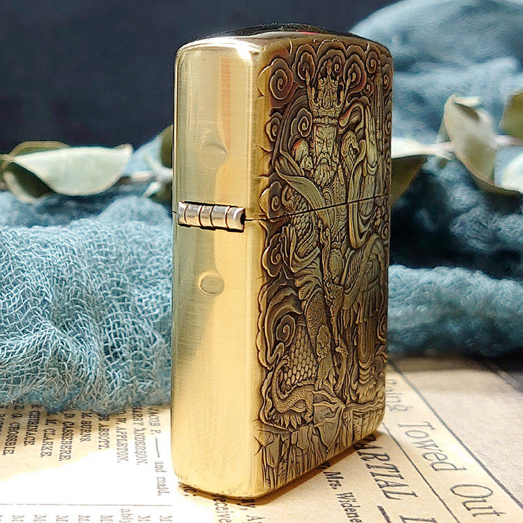 zippo打火机鬼王多闻四大天王签名纯铜之宝礼物男士zippo