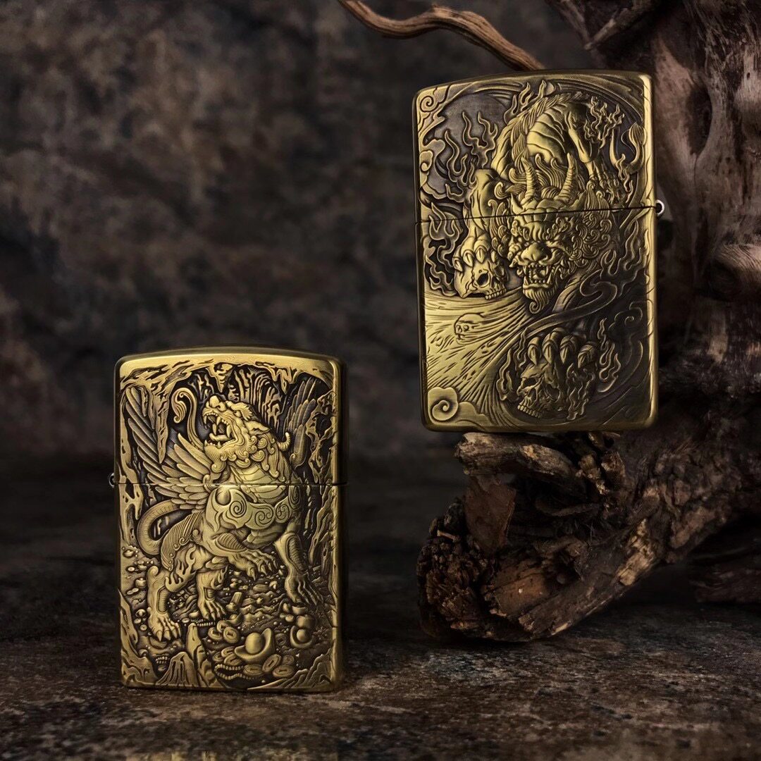 zippo打火机鬼王六牙神象貔貅老虎狮子猴子煤油zippo