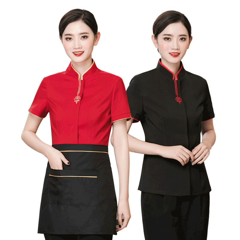 中餐厅服务员工作服夏季中式服装饭店餐饮酒店客房酒店工作制服