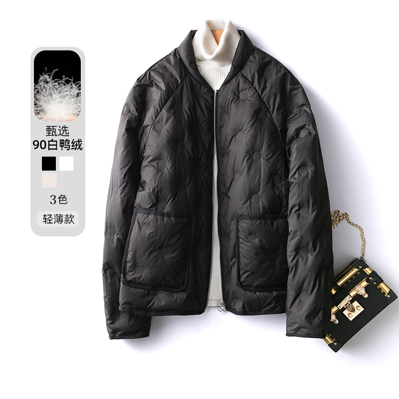 SAYI棒球羽绒服女冬短款2021年新款时尚洋气轻薄款爆款白鸭绒外套