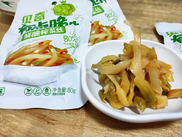 一份10包 包邮 早餐配菜贝奇有点脆儿 原味鲜脆榨菜丝80克x10包