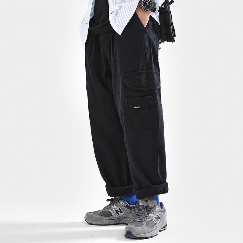 夏季港风ins薄款宽松工装裤男百搭直筒cityboy日系潮牌九分休闲裤
